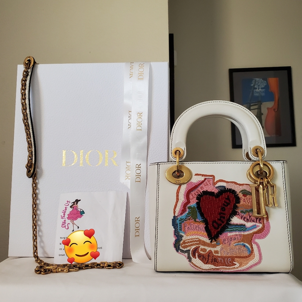 Lady Dior mini White and Multicolor Women's Bag limited edition